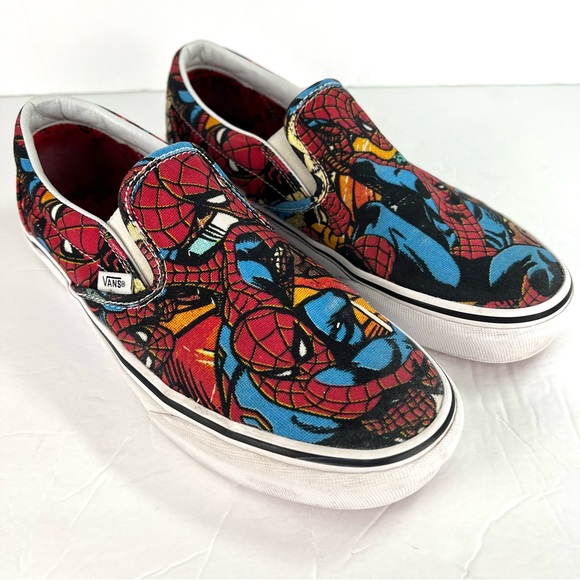 Vans Other - Vans X Marvel Spiderman Slip On Sneakers size M9 W10.5 Red Graphic Print Novelty